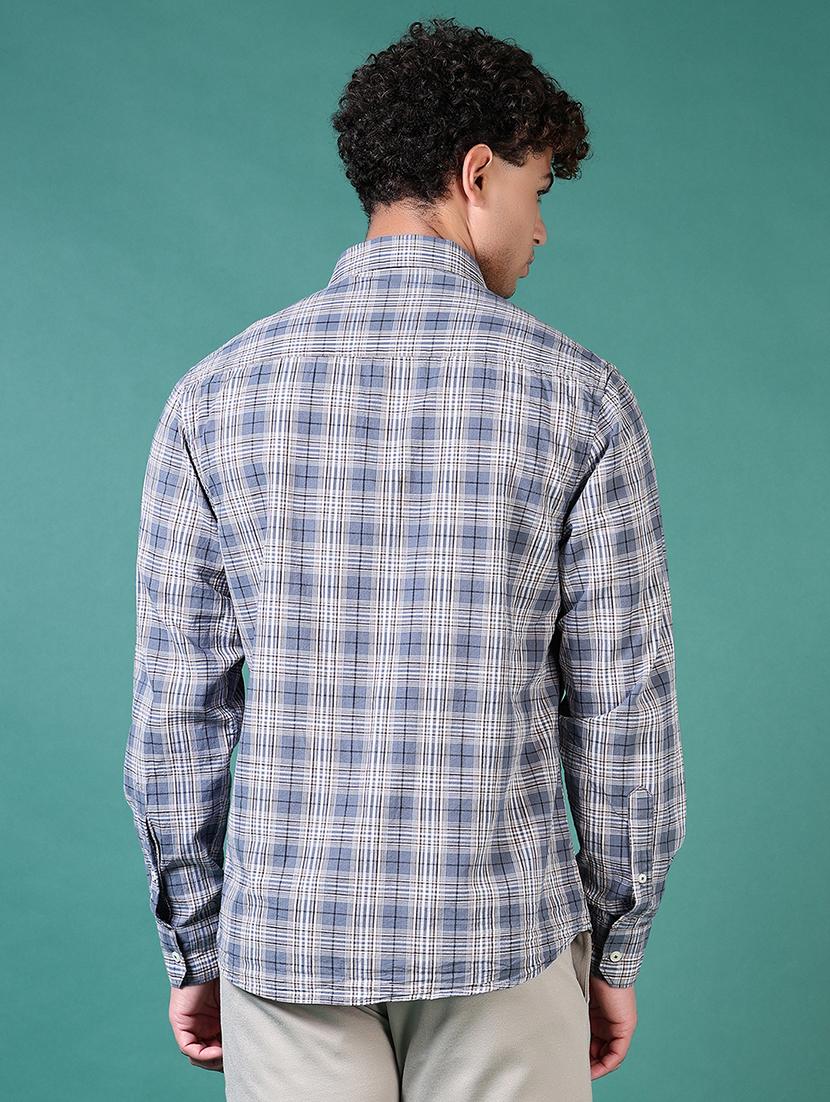 men checkered long sleeve casual shirt - 21628478 - Standard Image - 3