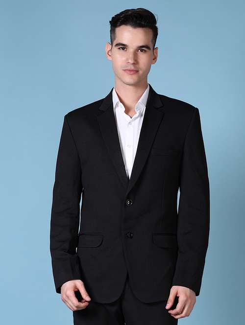 black solid single breasted formal blazer - 21628492 - Standard Image - 0