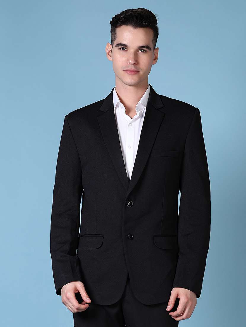 black solid single breasted formal blazer - 21628492 - Zoom Image - 0