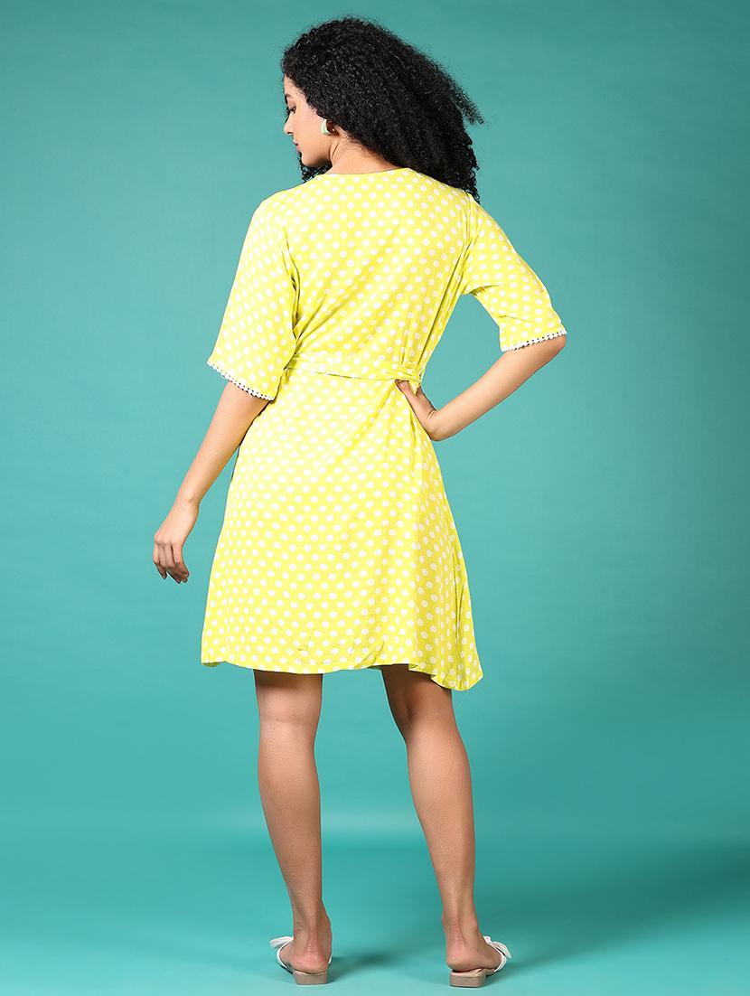 women polka dots printed a-line dress - 21628493 - Standard Image - 3