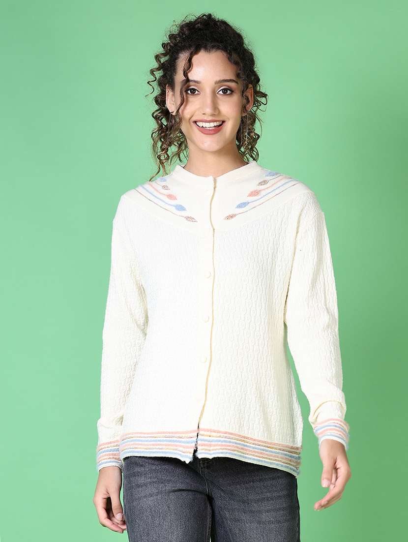 women self design long sleeve cardigan