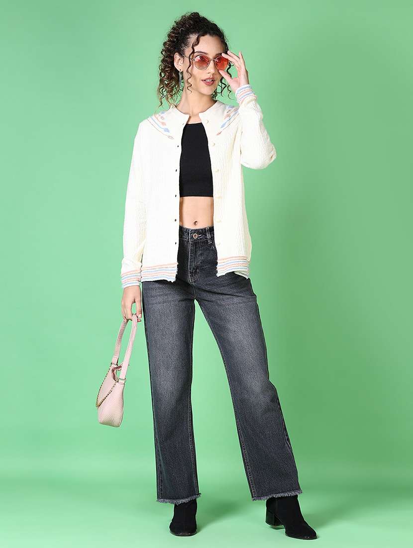 women self design long sleeve cardigan - 21628494 -  Standard Image - 3