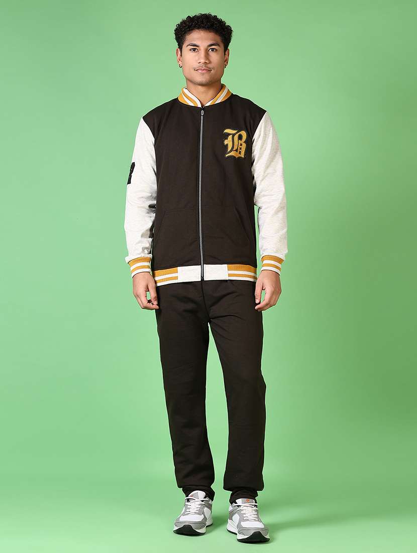 men color block full length track suit