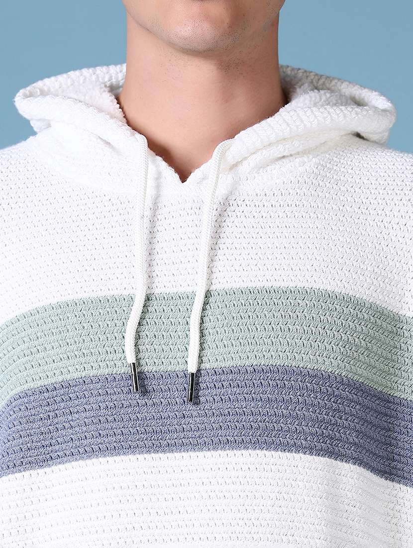 men striped long sleeve regular fit hooded pullover - 21628504 -  Standard Image - 3