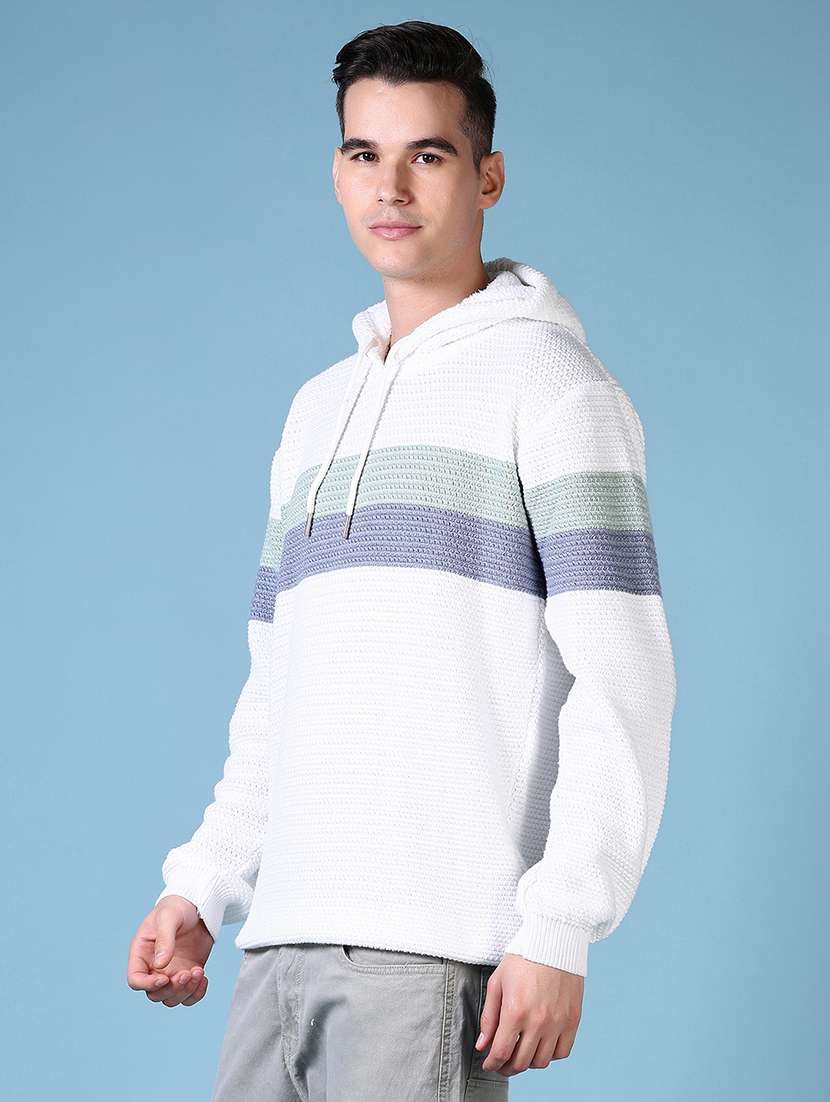 men striped long sleeve regular fit hooded pullover - 21628504 -  Standard Image - 5