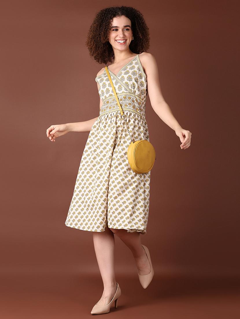 women off white floral a-line ethnic dress - 21628506 - Standard Image - 3