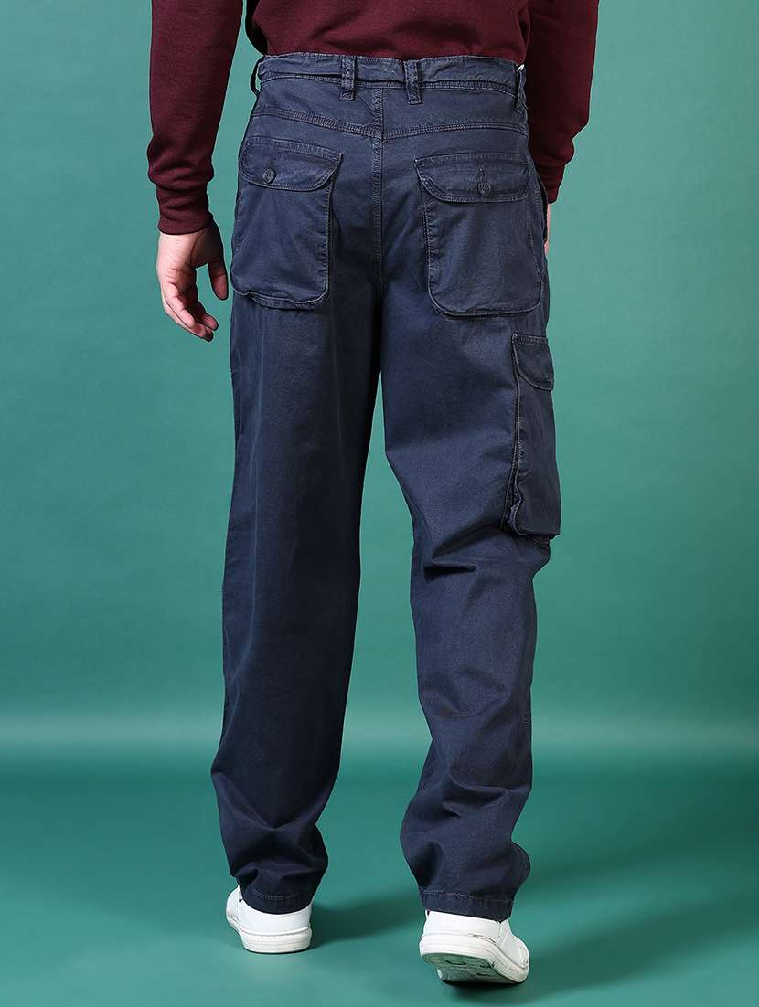 men blue solid cargo - 21628512 -  Standard Image - 3