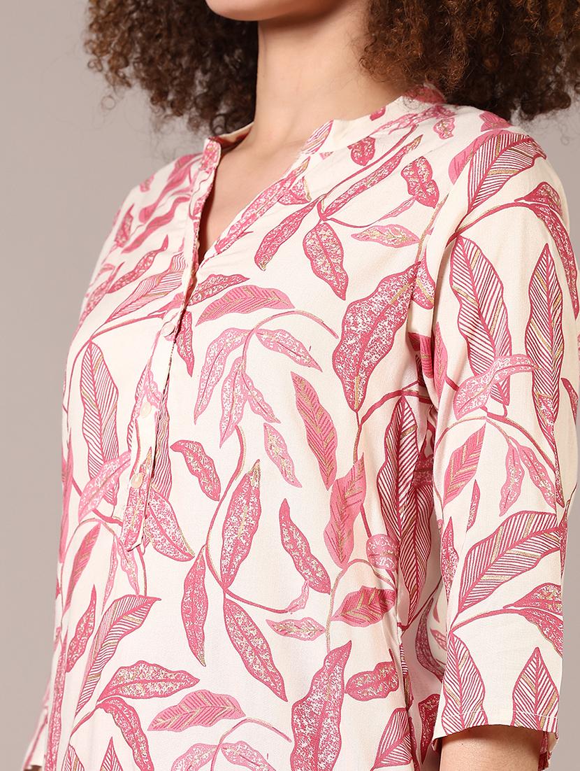 women printed mandarin neck straight kurta - 21628539 - Standard Image - 5