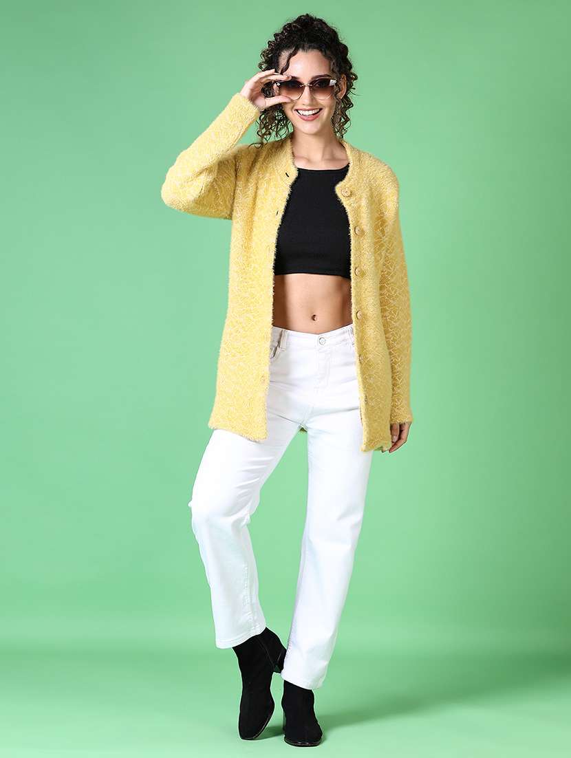 women self design long sleeve cardigan - 21628544 -  Standard Image - 3