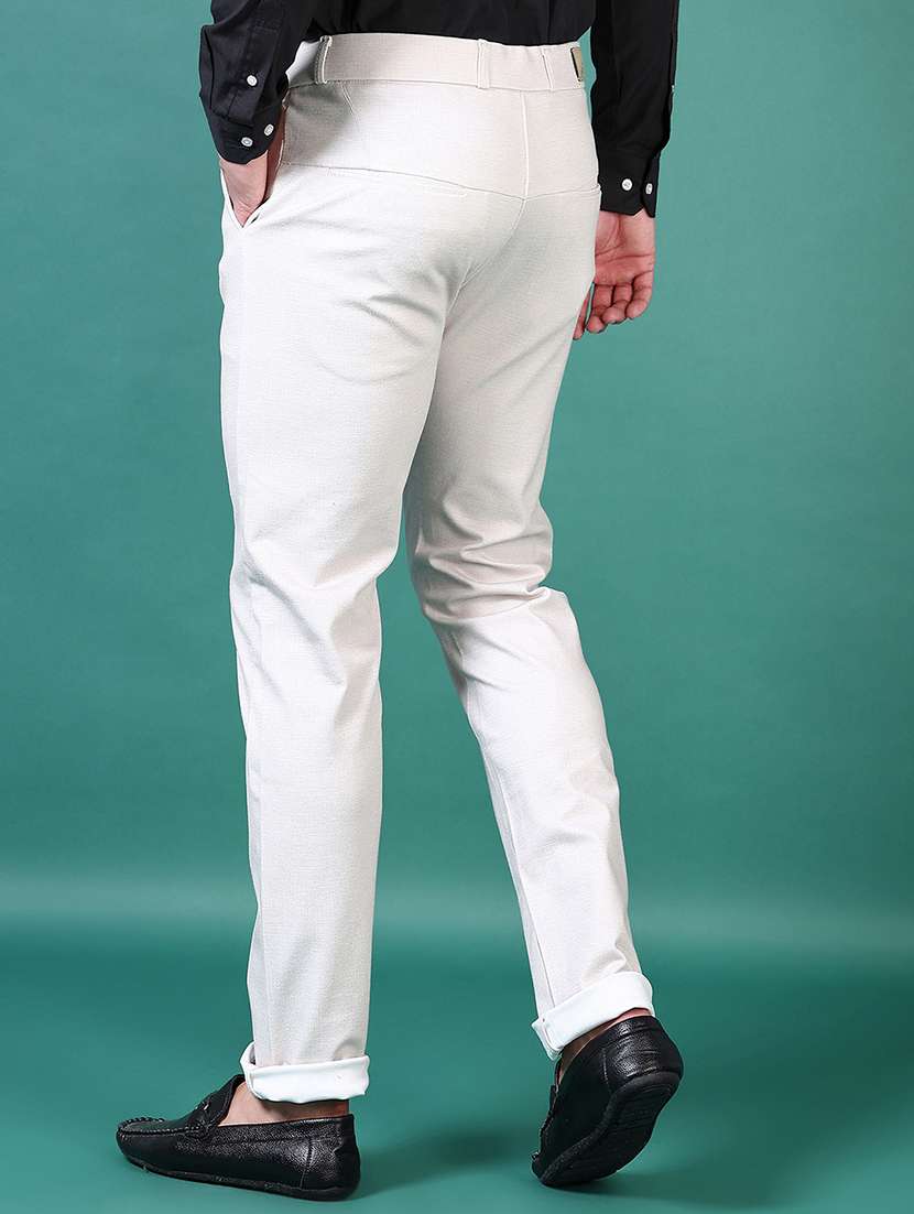 men solid flat front casual trouser - 21628613 -  Standard Image - 3