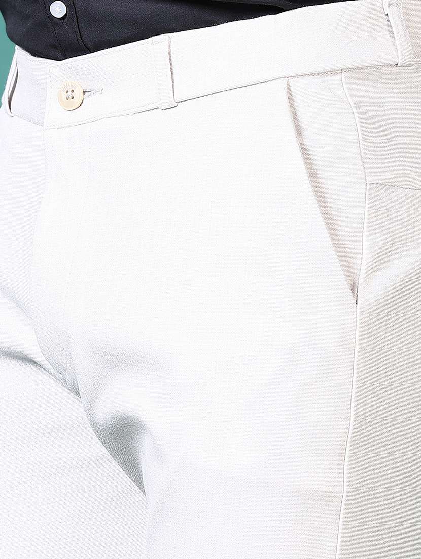 men solid flat front casual trouser - 21628613 -  Standard Image - 5