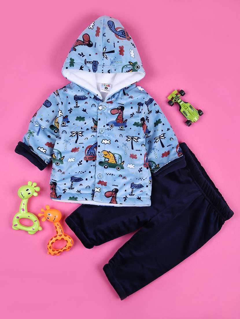 boys printed winter wear full length set