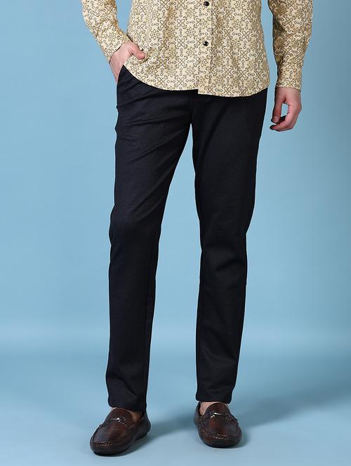 men solid flat front casual trouser - 21628646 - Standard Image - 0
