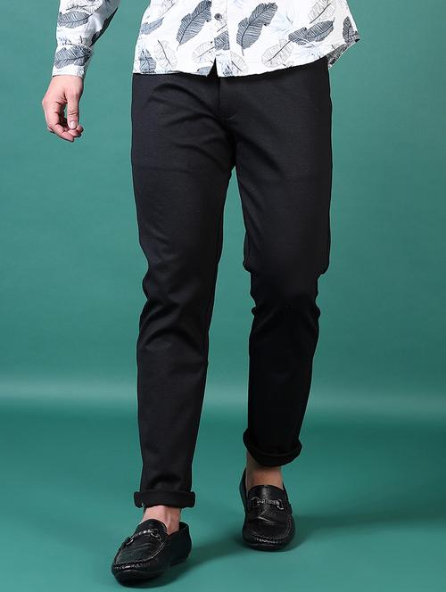 men solid flat front casual trouser - 21628650 - Standard Image - 0