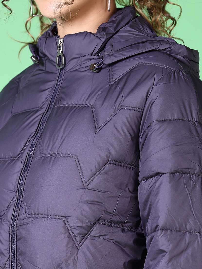 women solid long sleeve quilted jacket - 21628794 -  Standard Image - 5