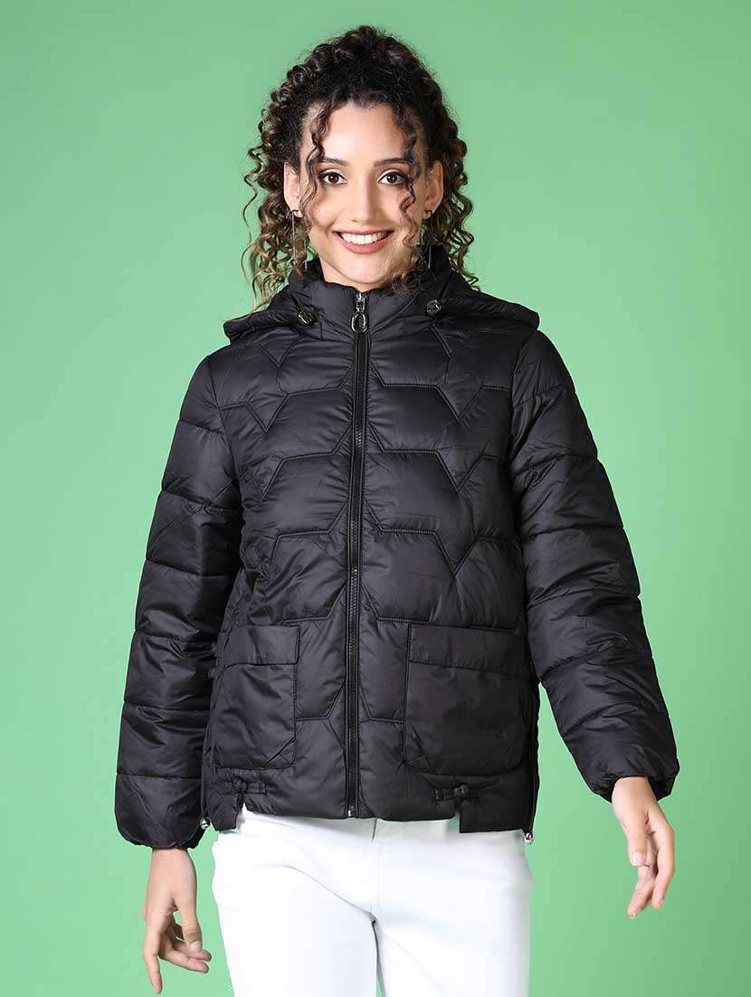 women solid long sleeve quilted jacket - 21628799 -  Zoom Image - 0
