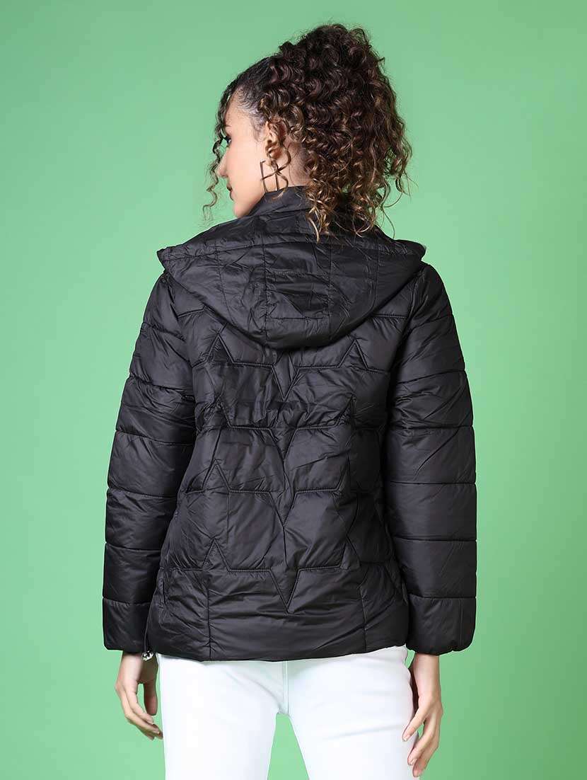 women solid long sleeve quilted jacket - 21628799 -  Standard Image - 3