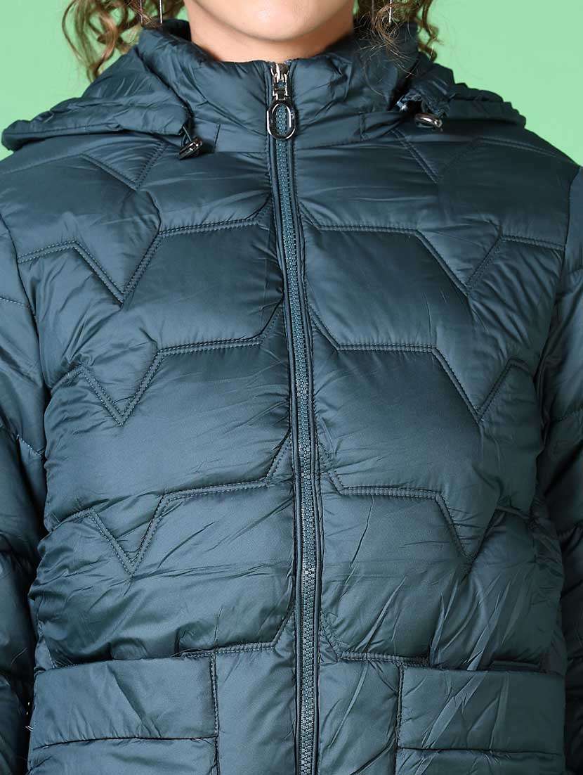 women solid long sleeve quilted jacket - 21628800 -  Standard Image - 5