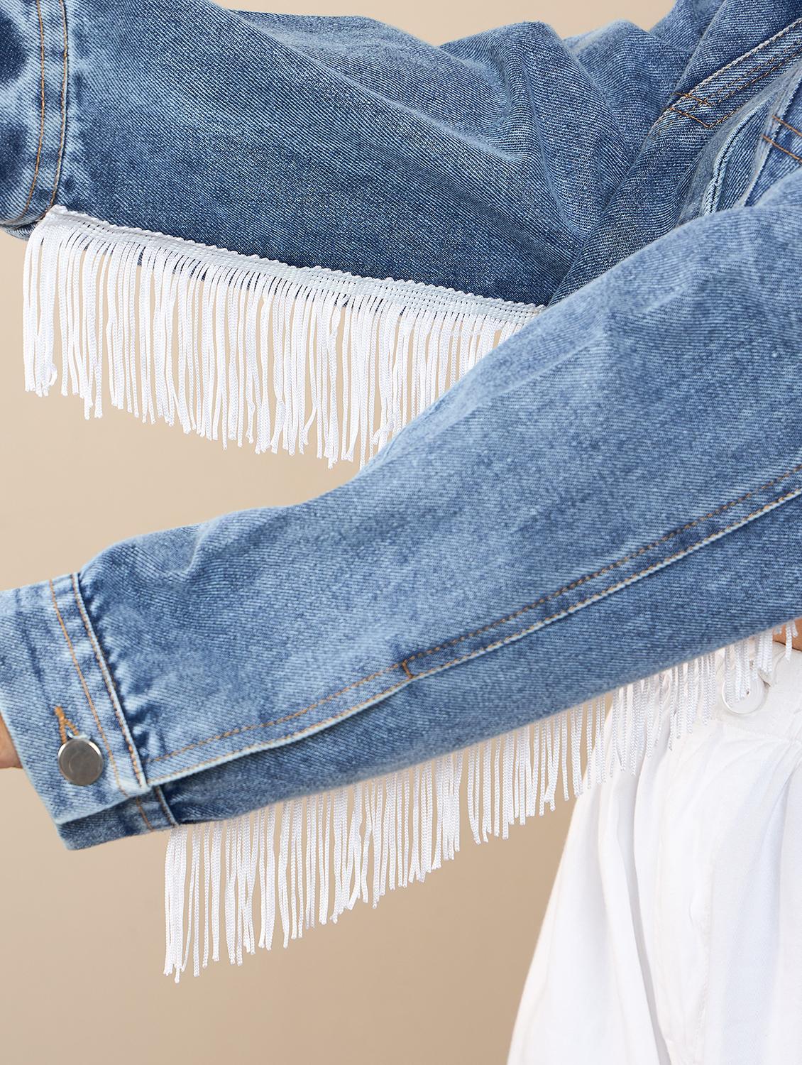 women blue denim summer jacket - 21628944 - Standard Image - 5