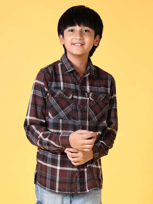 boys checkered long sleeve casual shirt - 21628961 -  Standard Image - 0