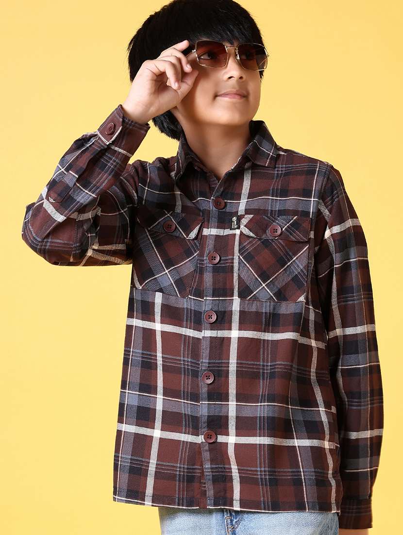 boys checkered long sleeve casual shirt - 21628961 - Standard Image - 3