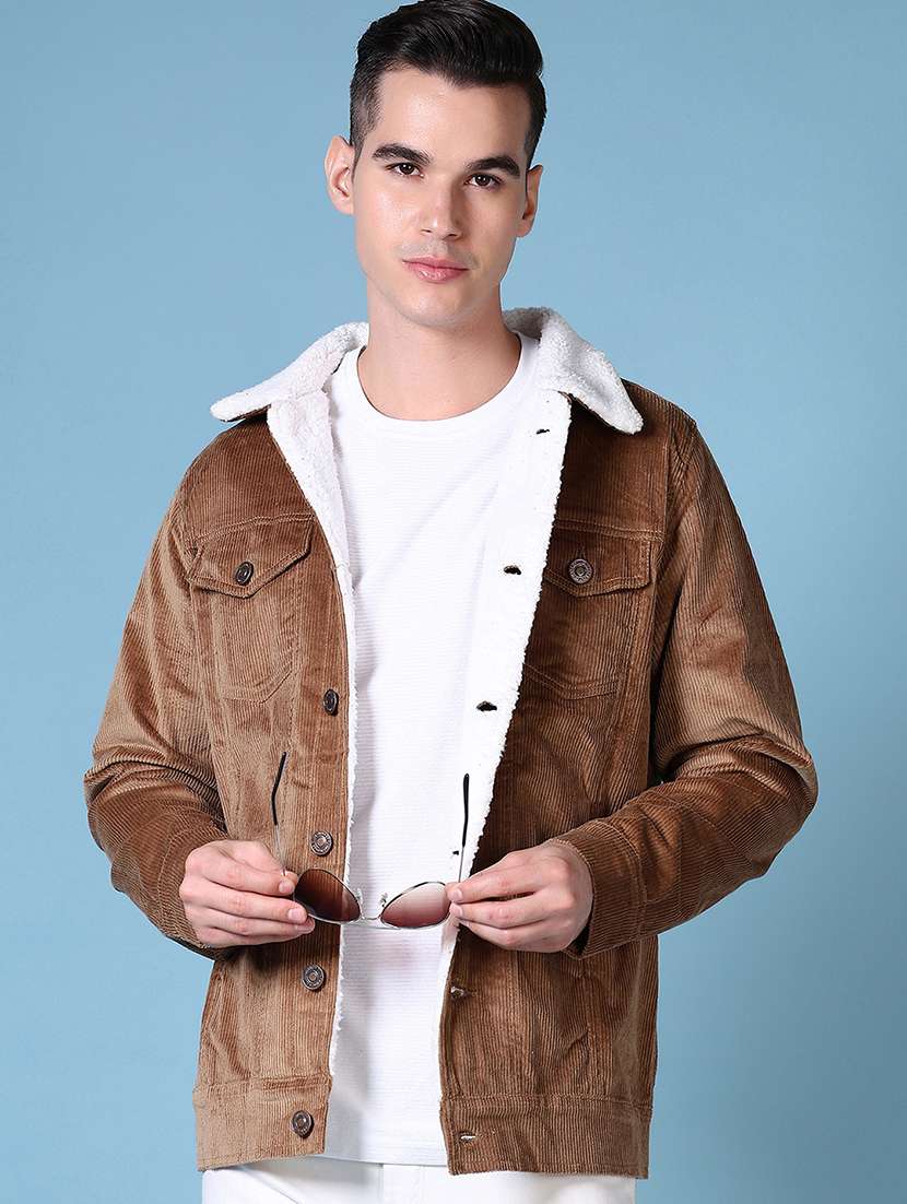 men long sleeves solid fur casual jacket - 21628965 -  Standard Image - 3