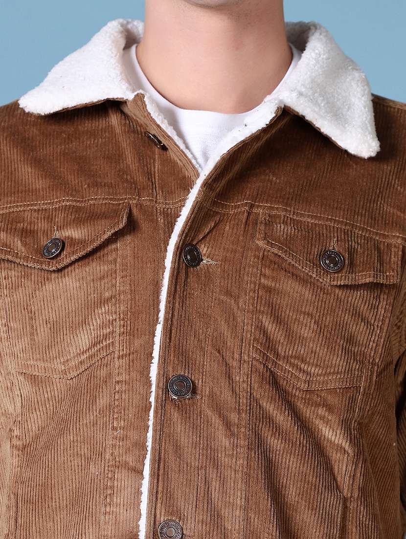 men long sleeves solid fur casual jacket - 21628965 -  Standard Image - 5