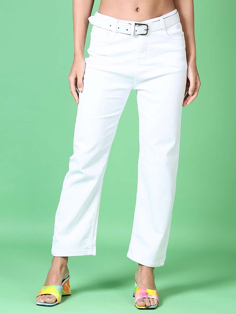 women solid mid rise straigh fit jean - 21628979 - Zoom Image - 0