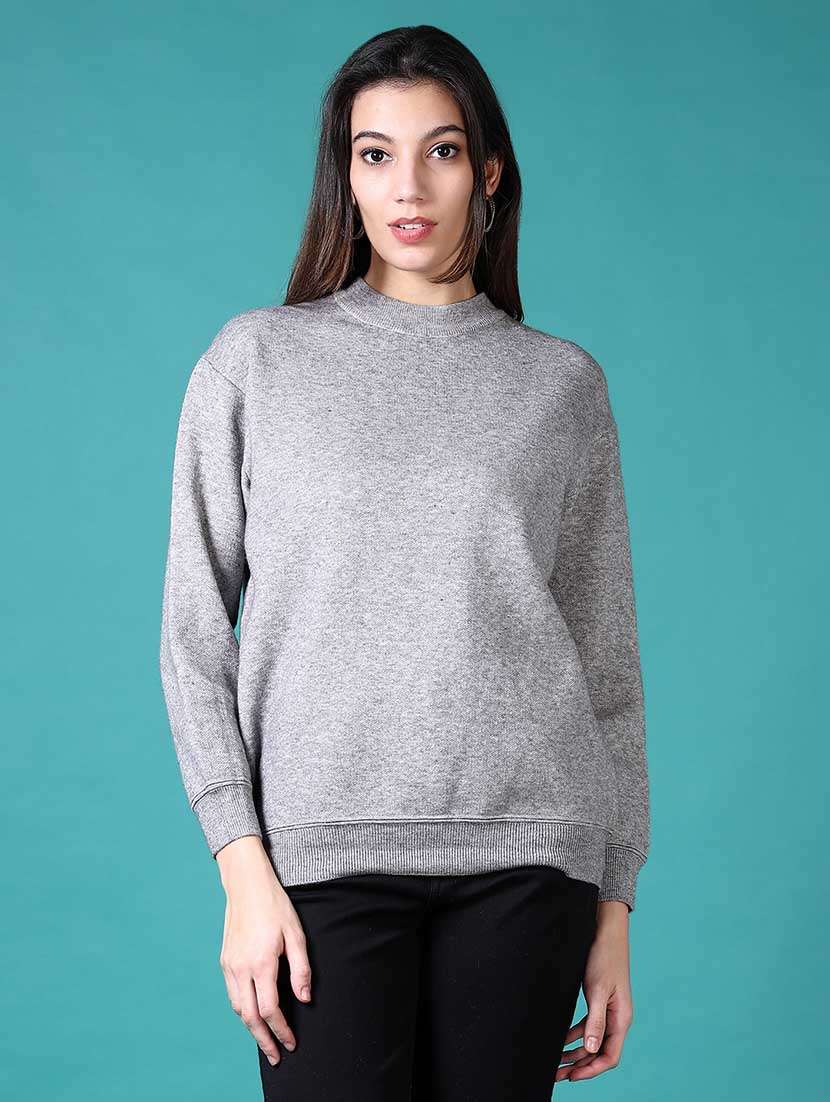 women solid long sleeves pullover - 21629004 -  Zoom Image - 0