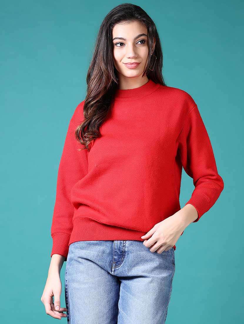 women solid long sleeves pullover - 21629009 -  Zoom Image - 0