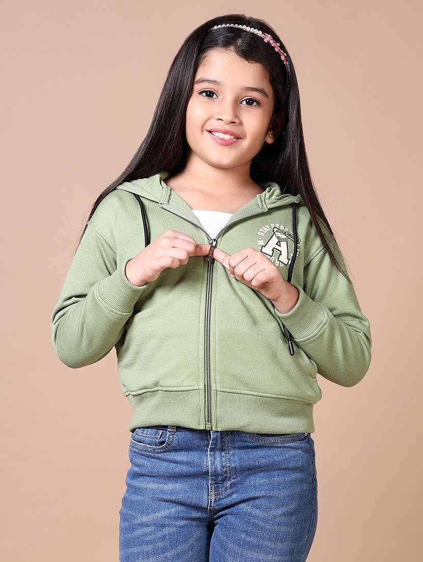 girls front & back print long sleeve sweatshirt