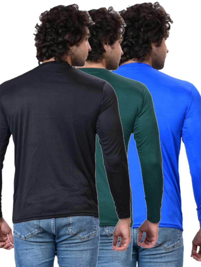 men pack of 3 solid round neck t-shirt - 21629294 -  Standard Image - 3