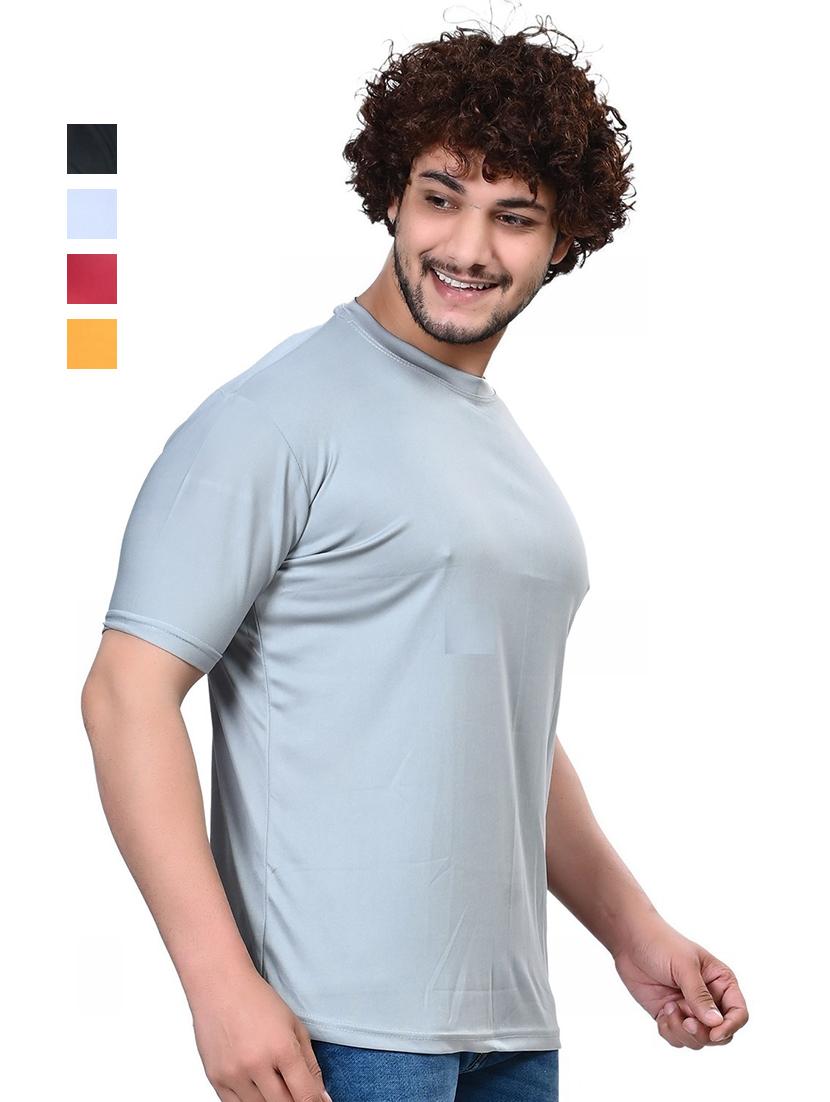 men pack of 4 solid round neck t-shirt
