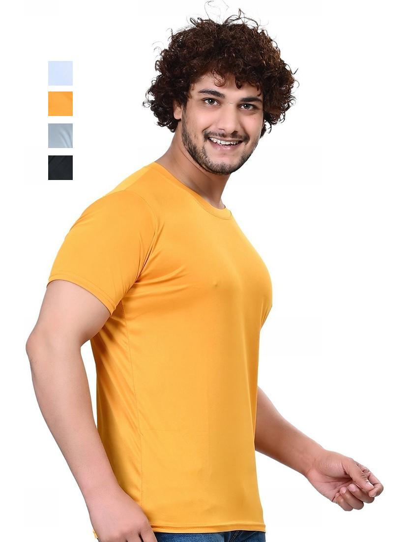 men pack of 4 solid round neck t-shirt