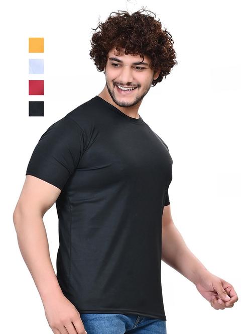men pack of 4 solid round neck t-shirt - 21629300 - Standard Image - 0