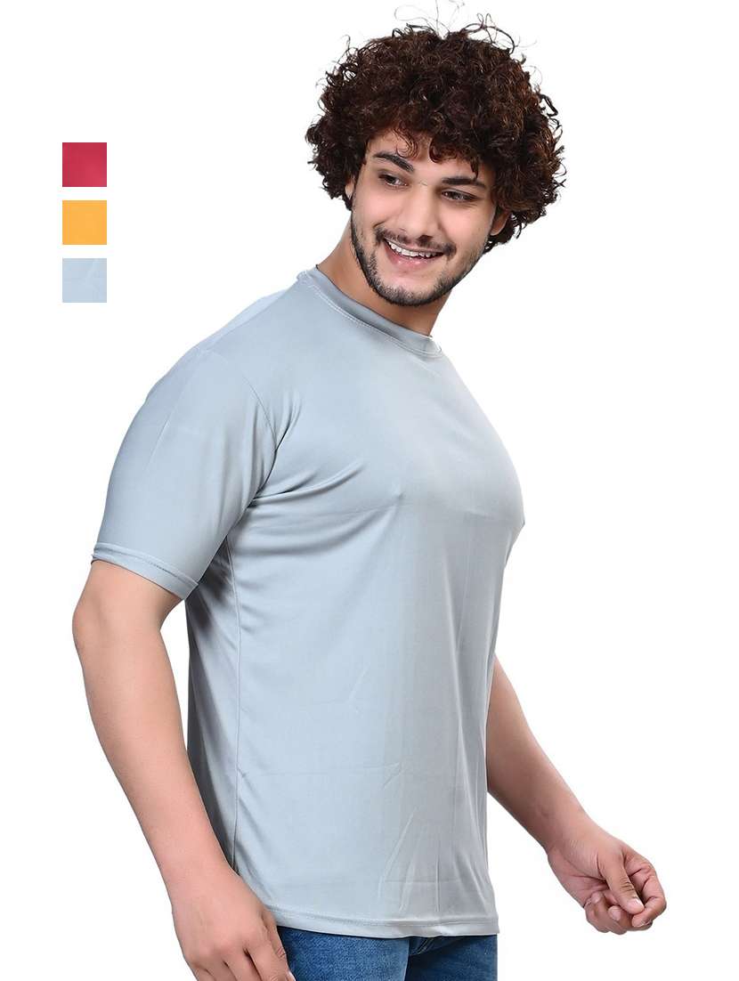men pack of 3 solid round neck t-shirt