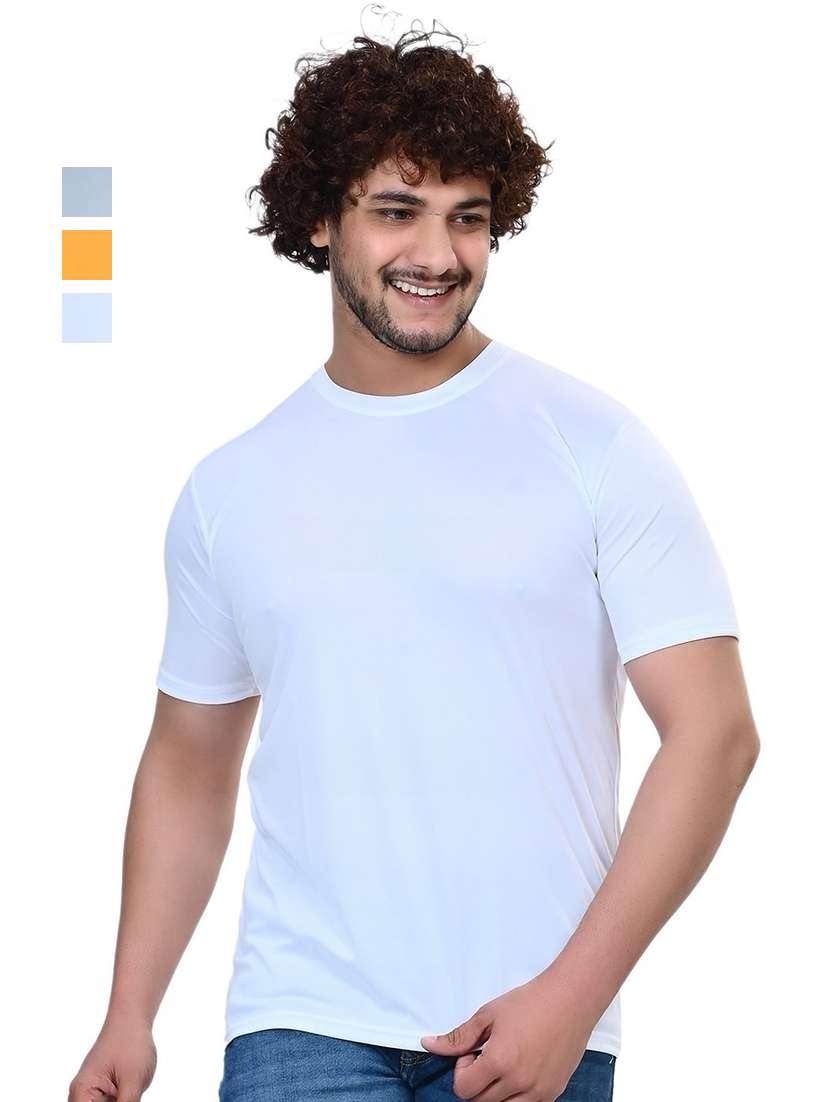 men pack of 3 solid round neck t-shirt