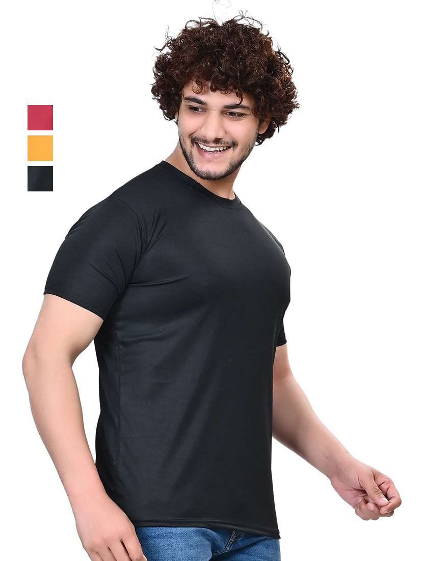 men pack of 3 solid round neck t-shirt