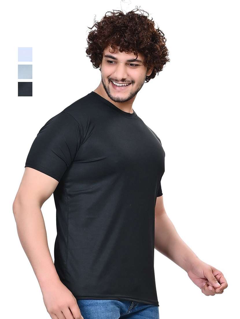 men pack of 3 solid round neck t-shirt