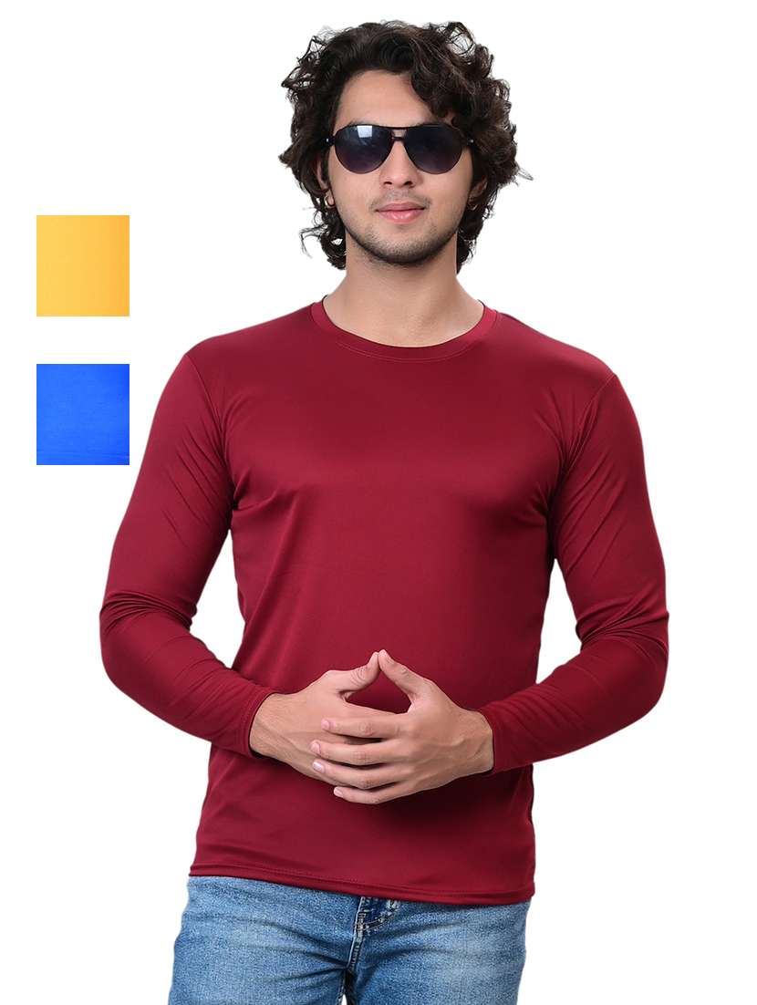 men pack of 3 solid long sleeve t-shirt