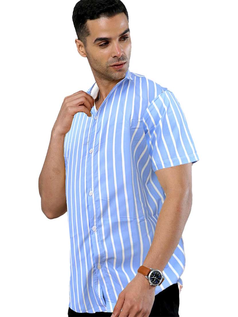 men regular fit striped casual shirt