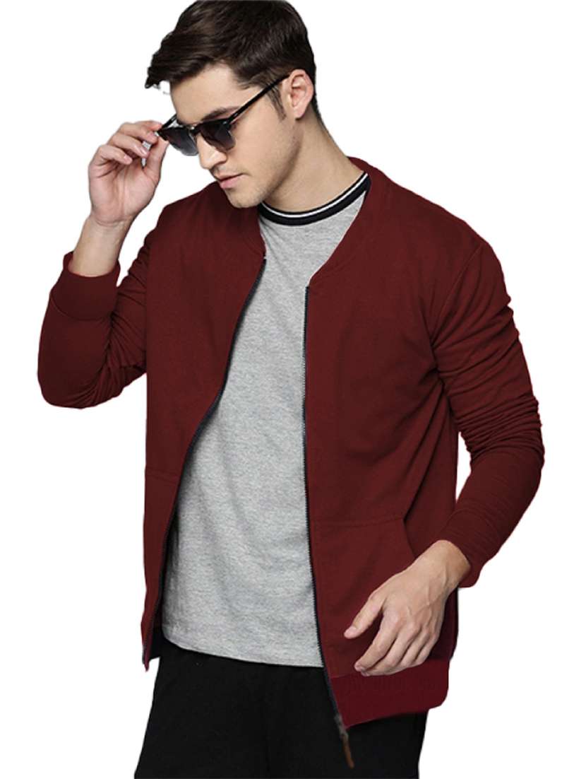 men plain long sleeve bomber jacket
