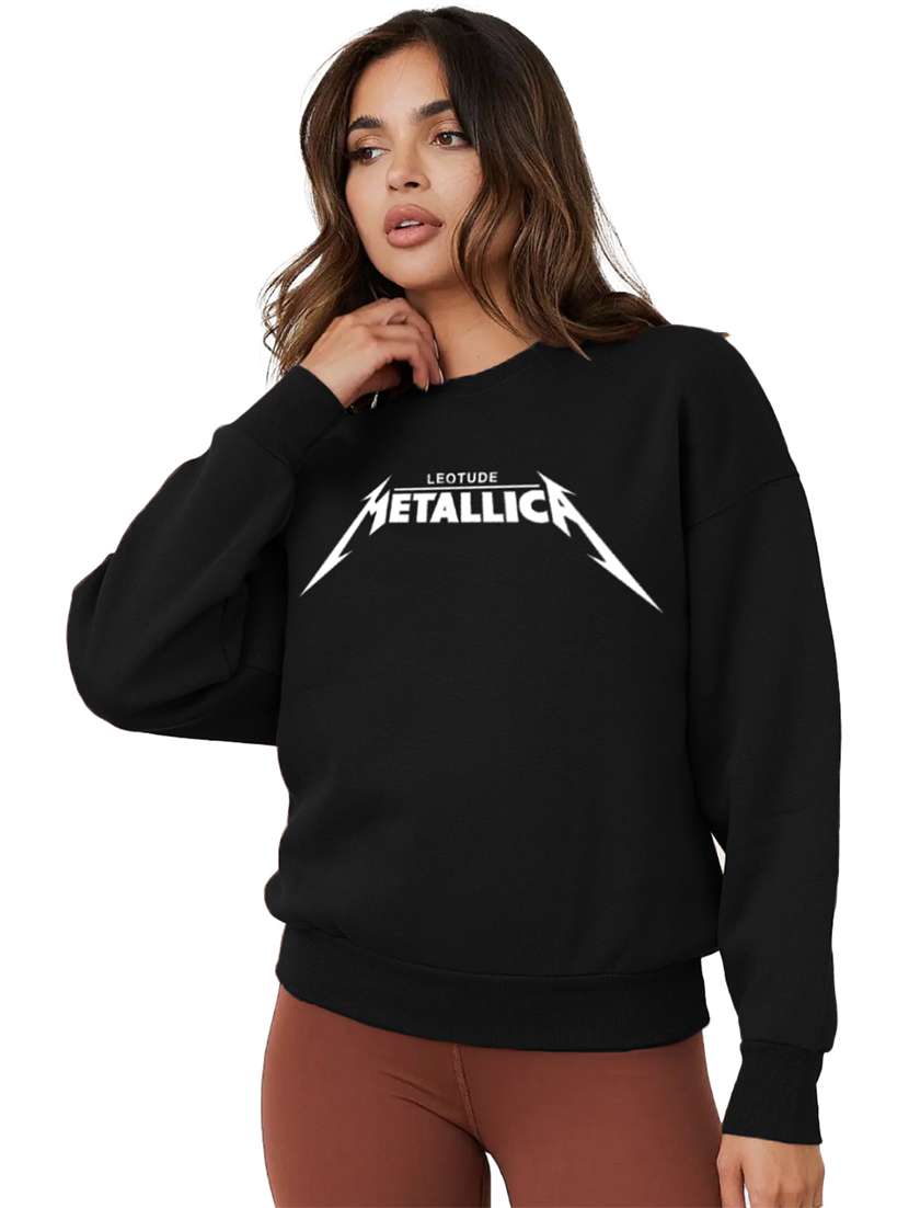 women chest printed oversized long sleeve sweatshirt