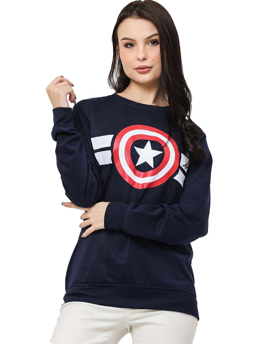 women chest printed oversized long sleeve sweatshirt