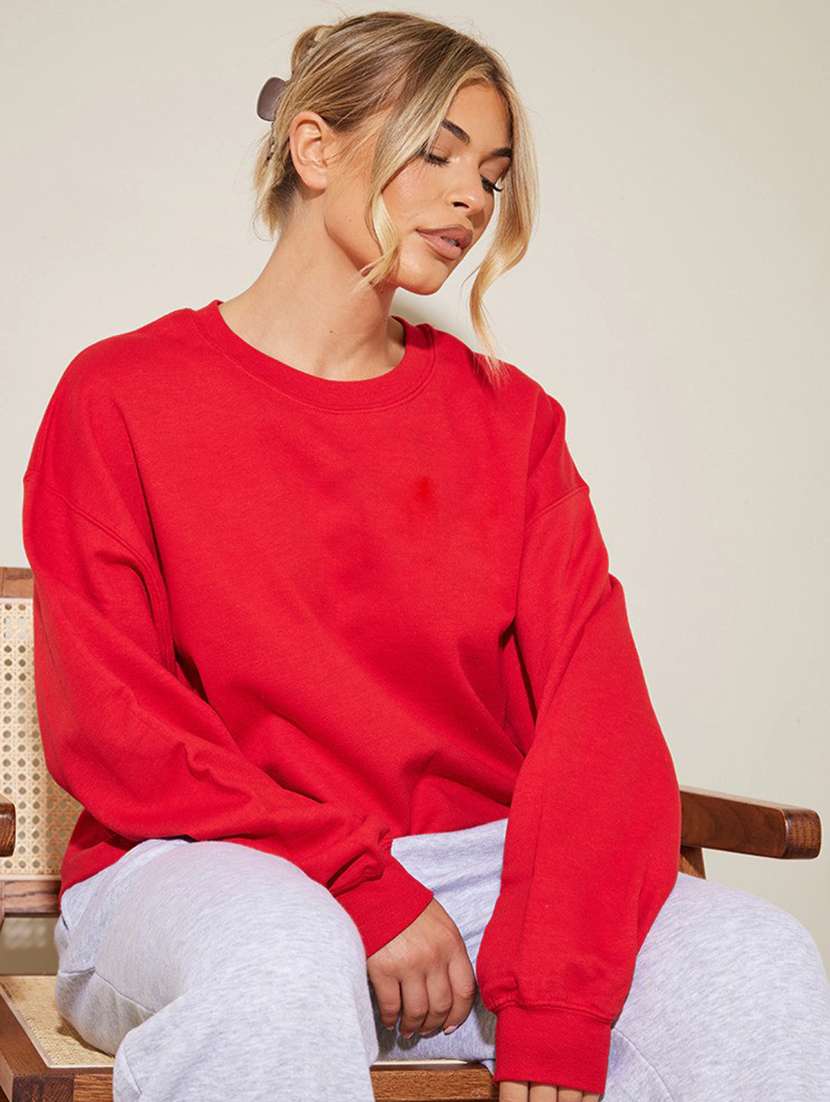 women plain oversized long sleeve sweatshirt