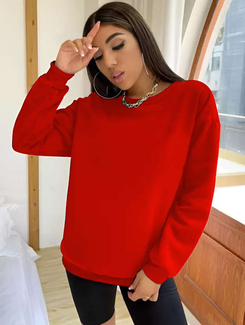 women plain oversized long sleeve sweatshirt