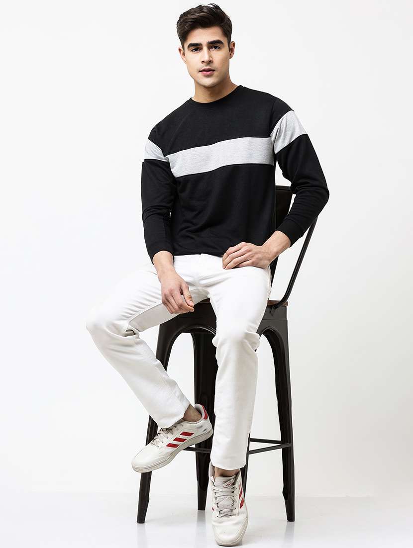 men round neck color block long sleeve sweatshirt - 21629457 -  Standard Image - 3