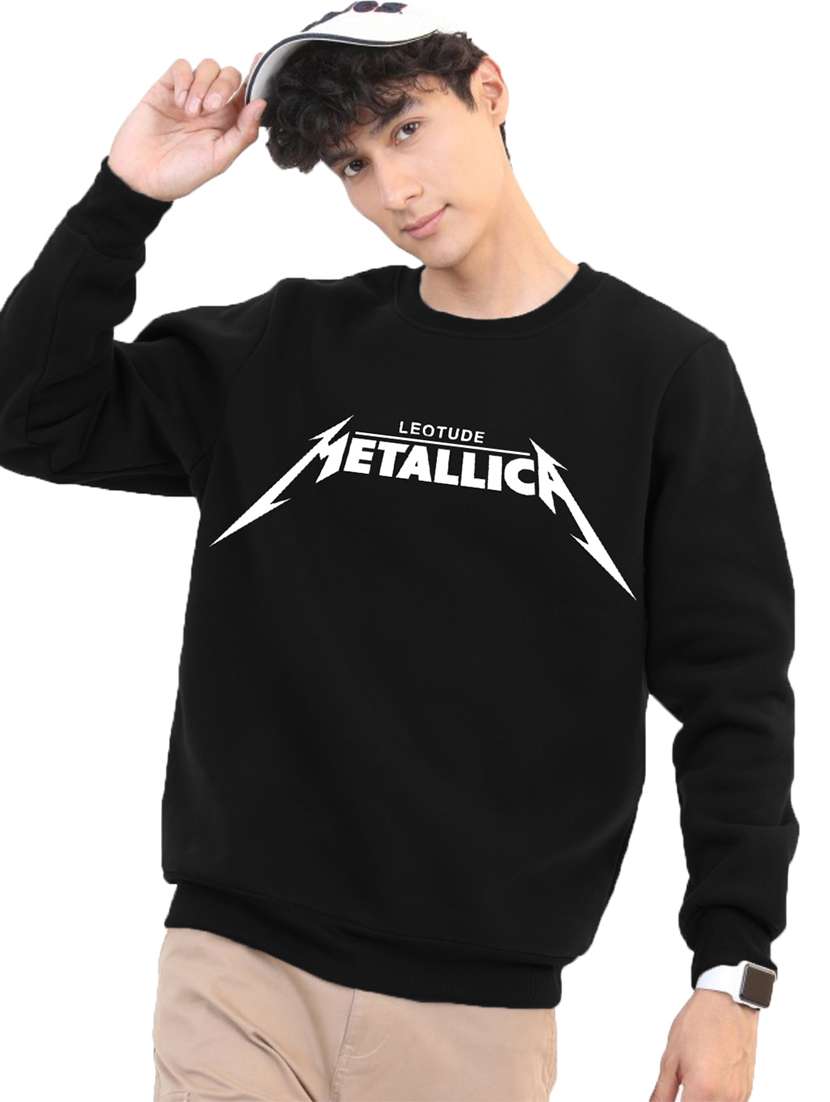 men round neck printed long sleeve sweatshirt