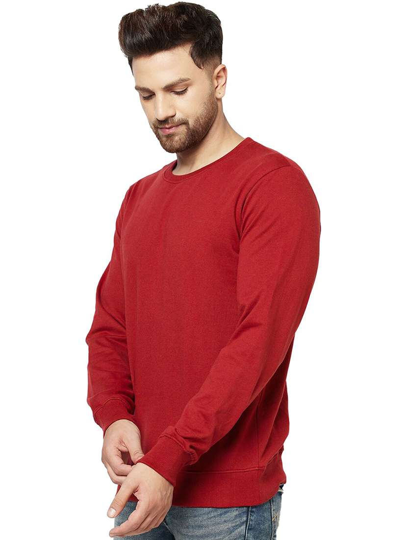 men round neck plain long sleeve sweatshirt