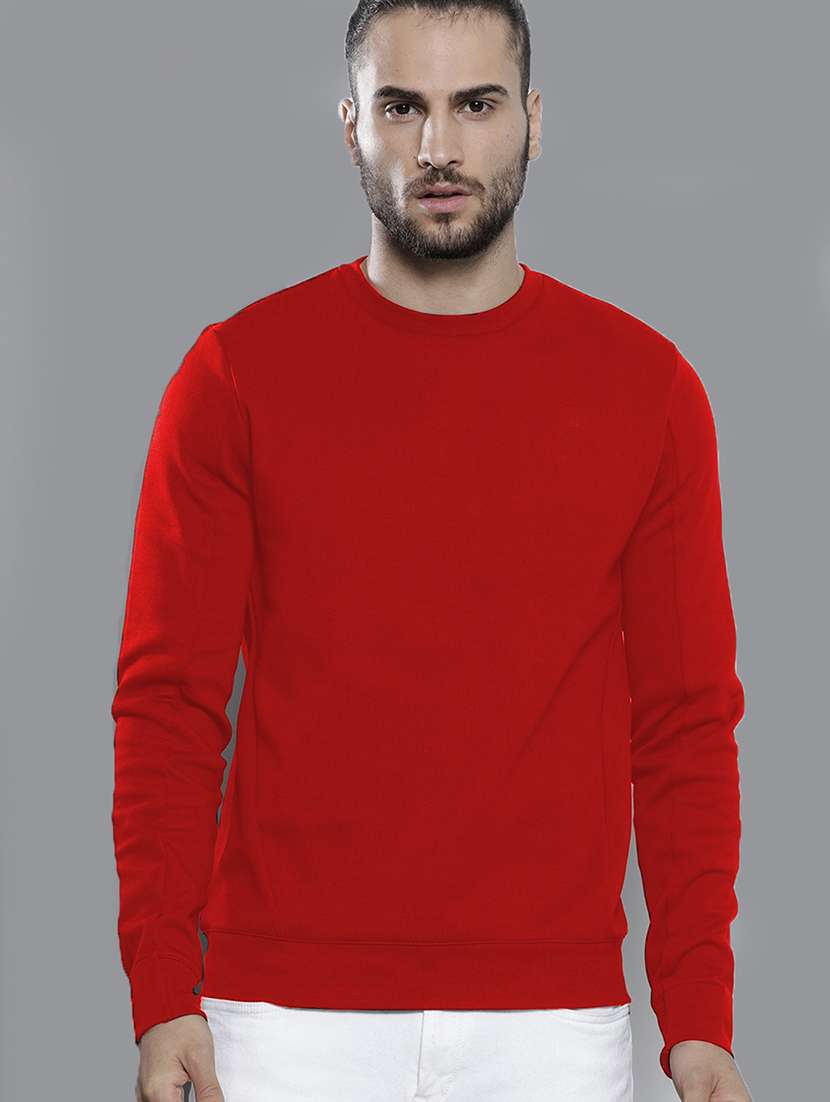 men round neck plain long sleeve sweatshirt
